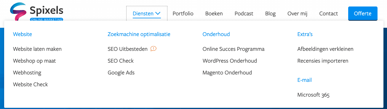 Menu voorbeeld